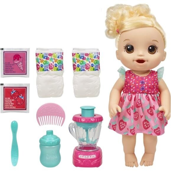 Baby Alive Magical Mixer Baby Doll, Strawberry Shake, Doll with Toy Blender - Picture 1 of 7